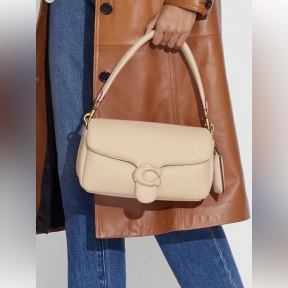 Coach Pillow Tabby 26 Light Beige Leather Crossbody Bag